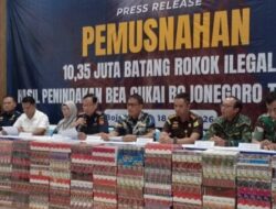 10,3 Juta Batang Rokok Ilegal Dimusnahkan di Bojonegoro, Kerugian Negara Rp 7,7 Miliar Berhasil Dicegah