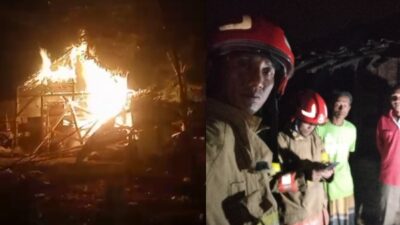 Detik - detik Dapur dan Kandang Sapi di Terbakar dah petugas Damkarmat usai padankan api.